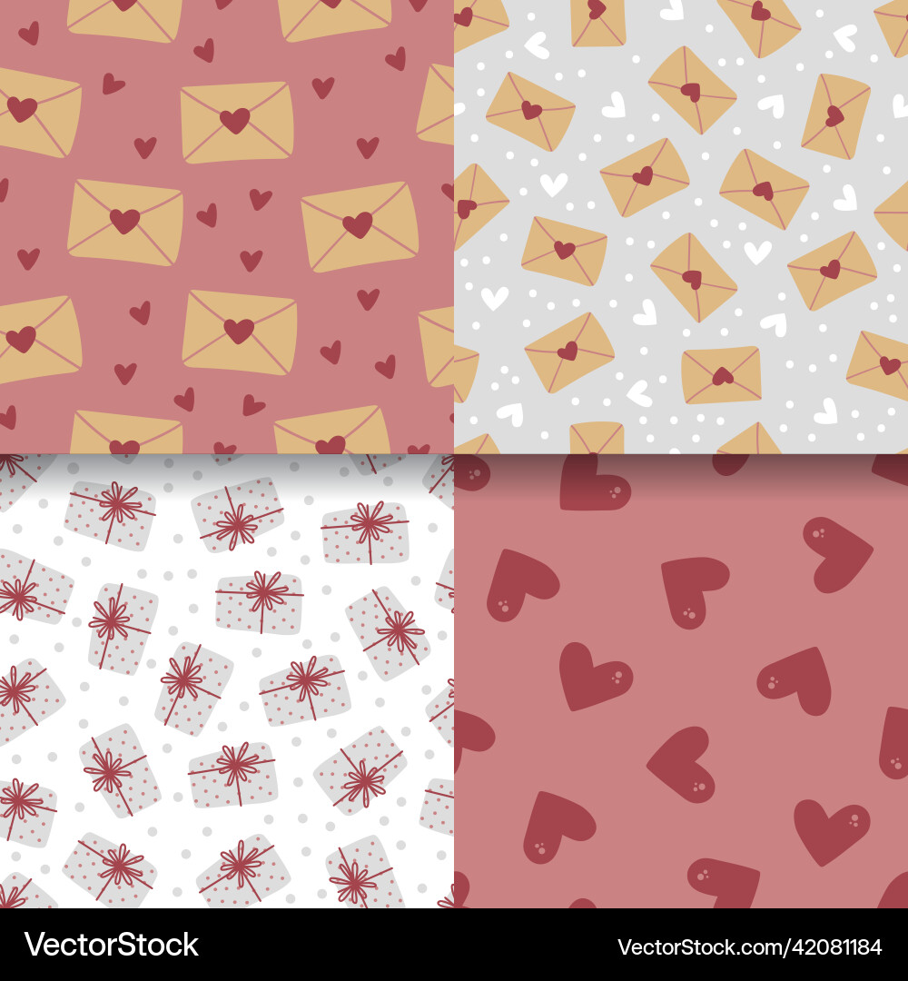 Set of love letters seamless pattern hand Vector Image