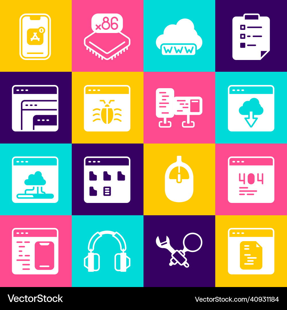 Set software page with 404 error cloud Set software page with 404 error cloud vector image