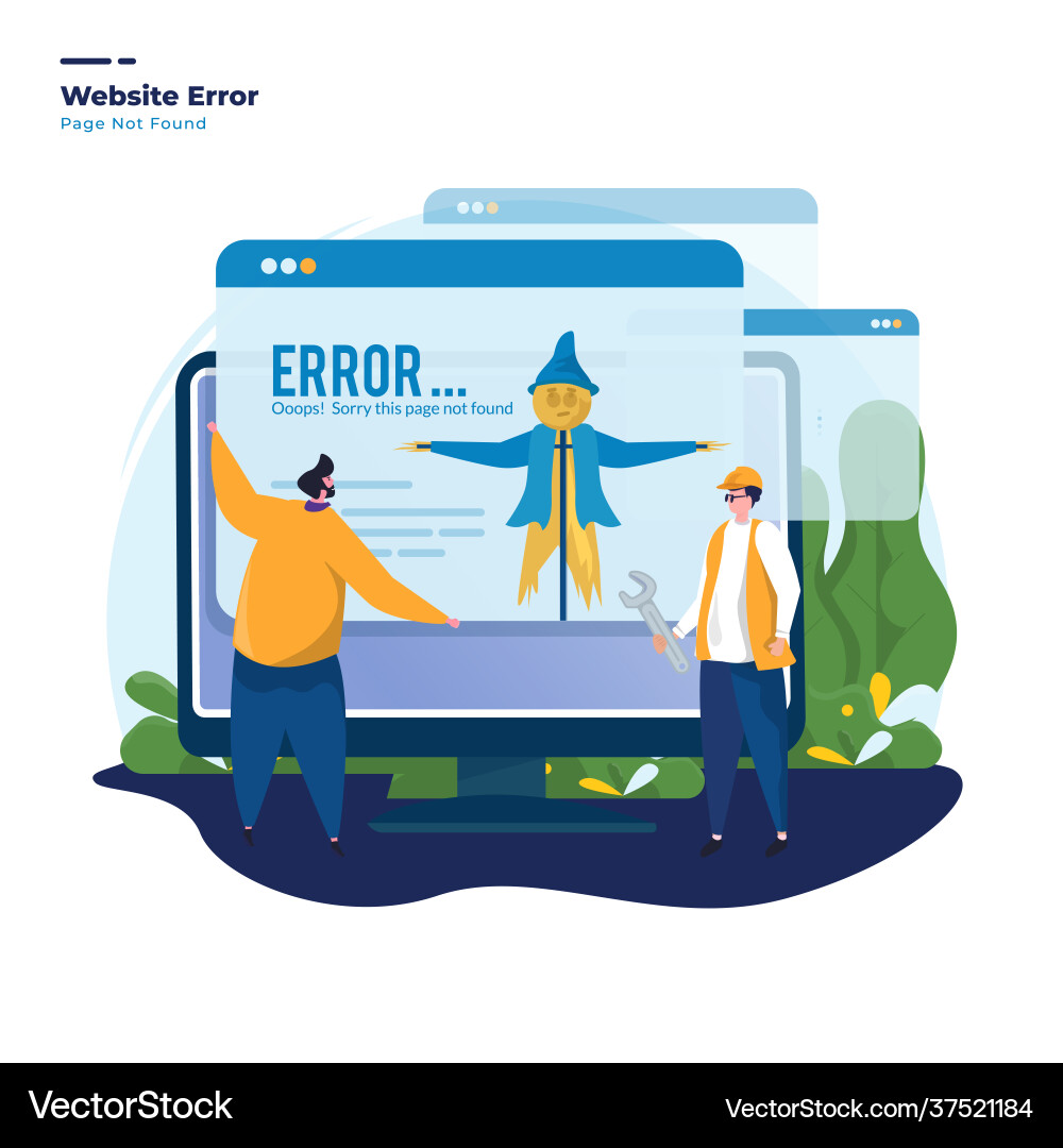 Website with error page not found Vector Image