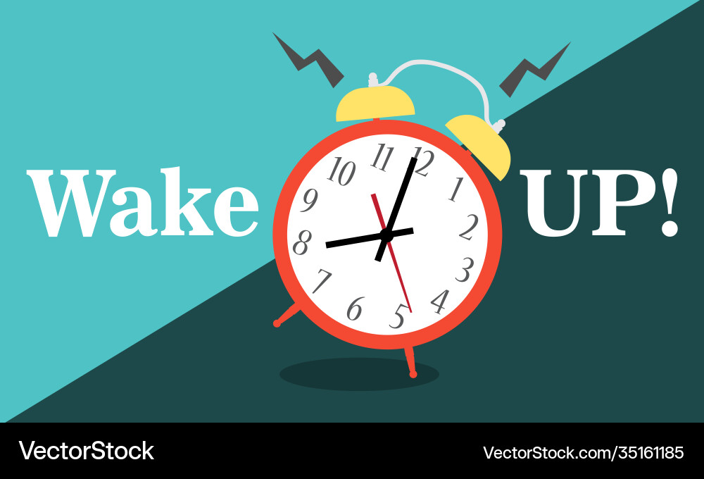 Alarm clock red wake-up time vector image