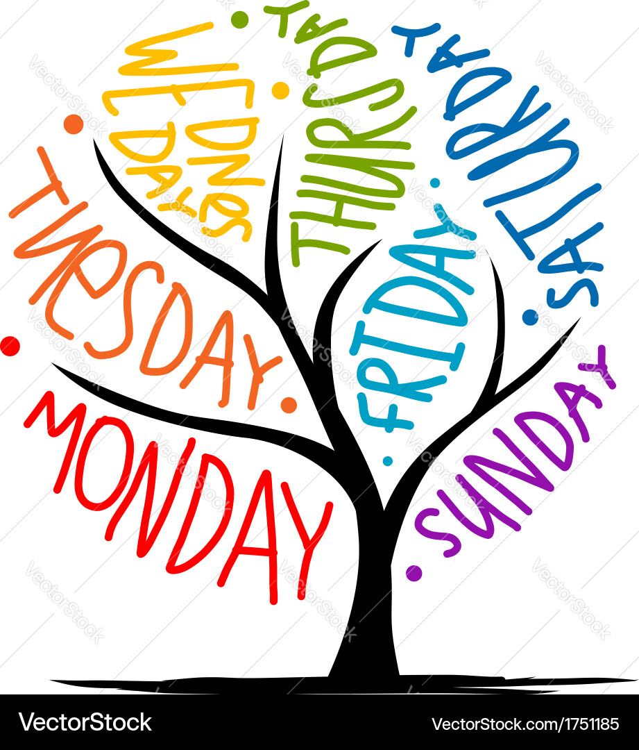 Art tree design with 7petal days of week Vector Image