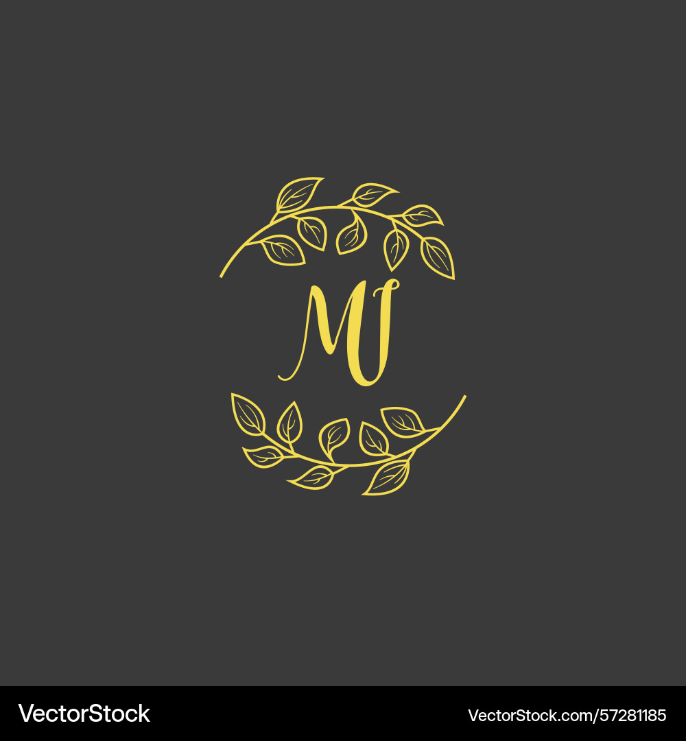 Botanical monogram logos with initial mi vector image