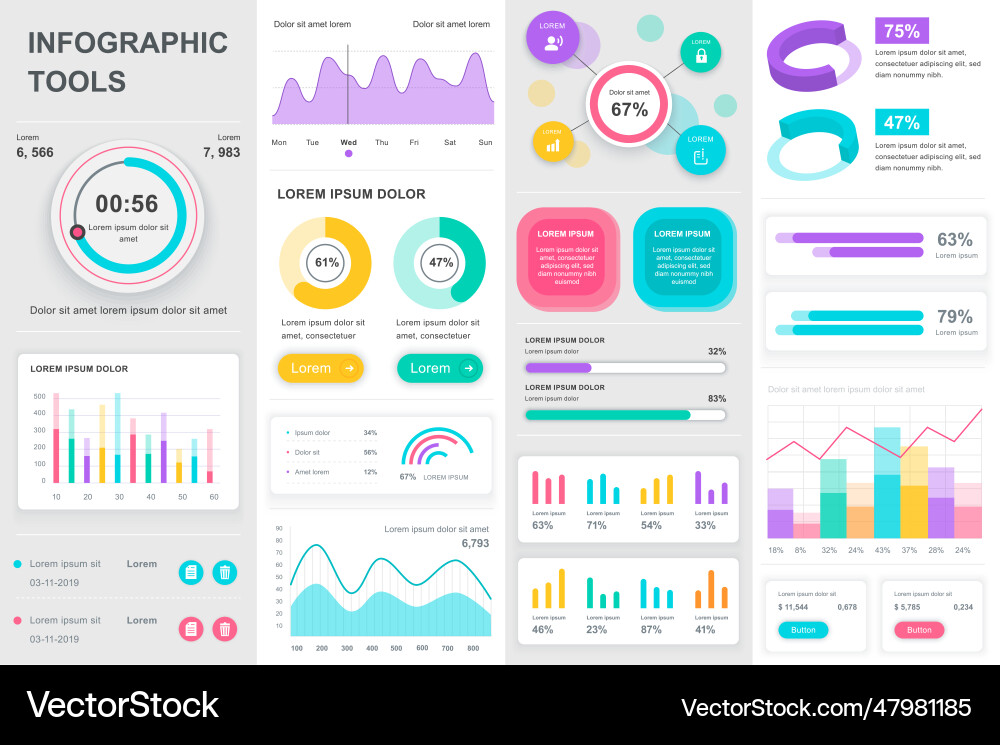 Bundle infographic ui ux kit elements different Vector Image