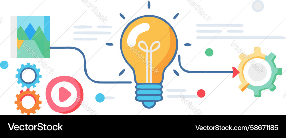 Conceptual lightbulb with gears and graphs Vector Image