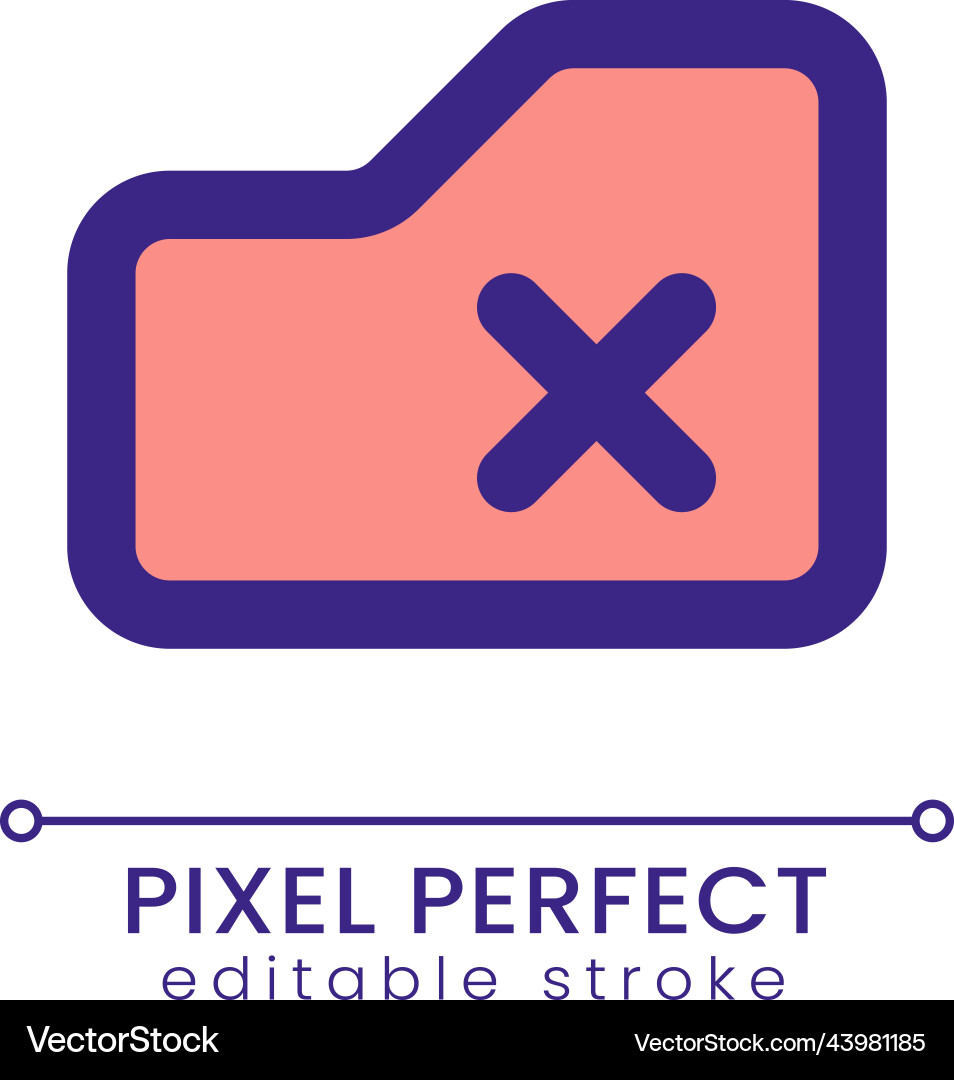 Delete from folder pixel perfect rgb color ui icon Delete from folder pixel perfect rgb color ui icon vector image
