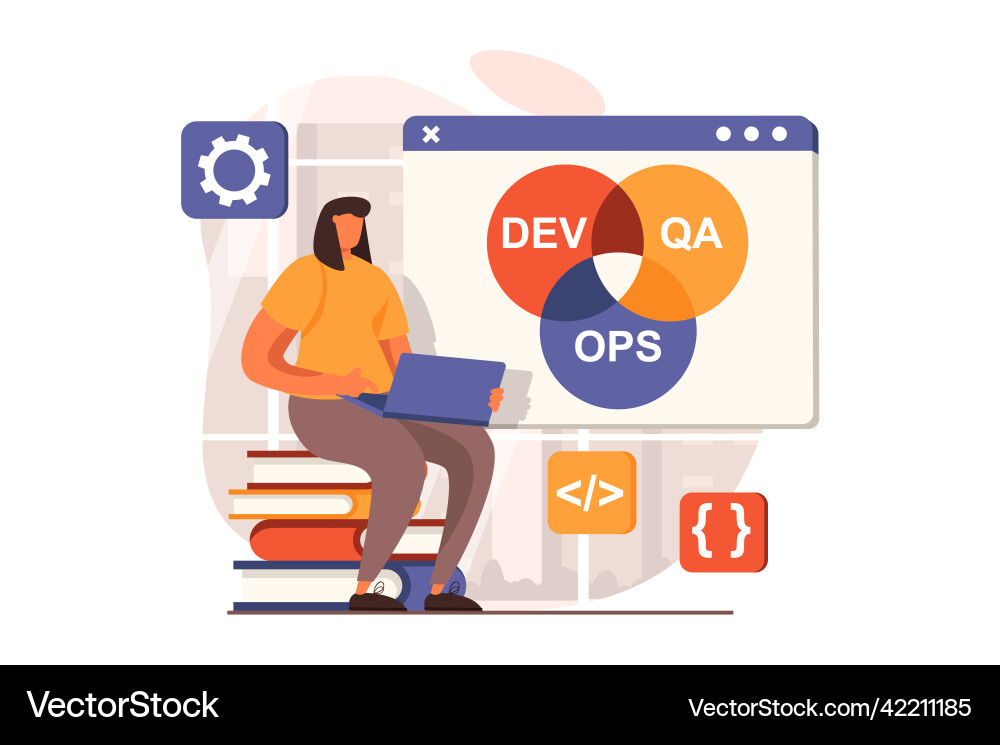 Devops web concept in flat design Devops web concept in flat design vector image