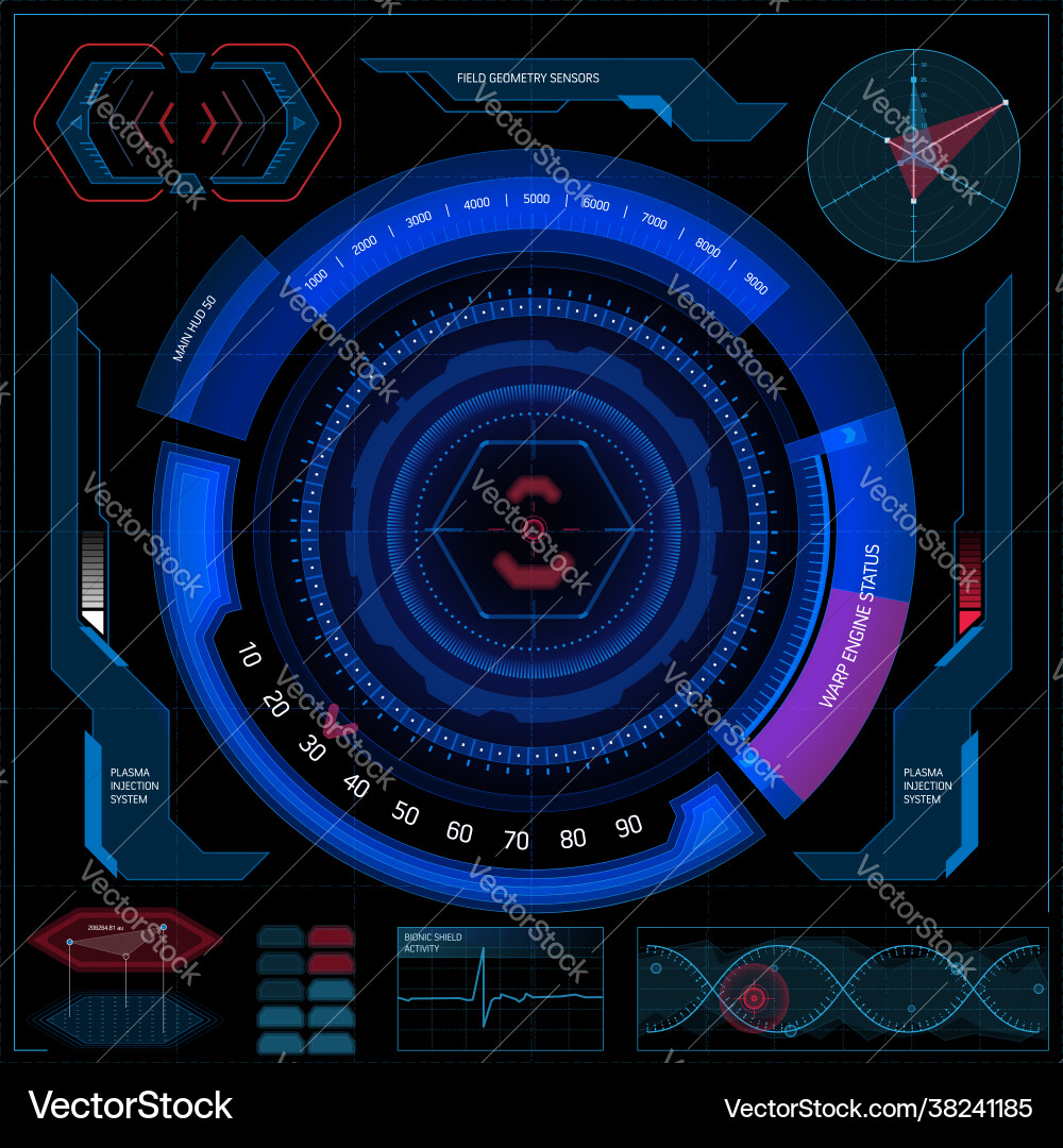 Futuristic touch screen user interface hud Futuristic touch screen user interface hud vector image