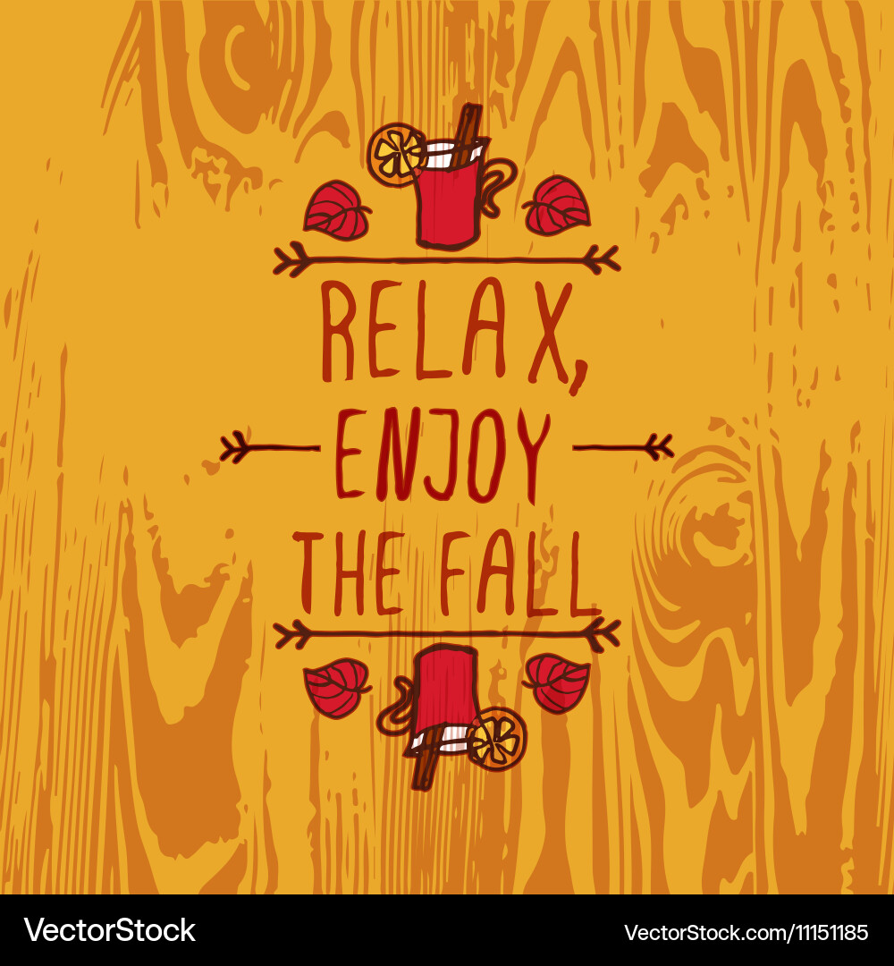 Handdrawn autumn element with text vector image