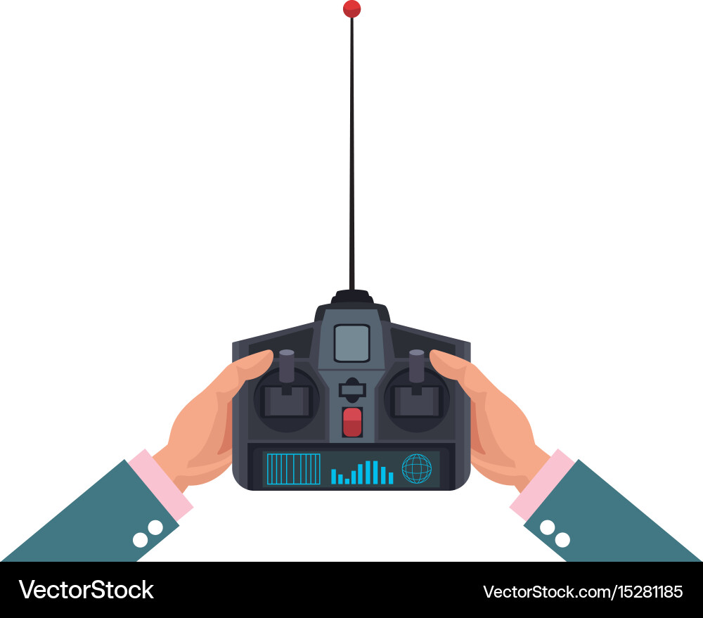 Hands holding control remote advanced for drones vector image