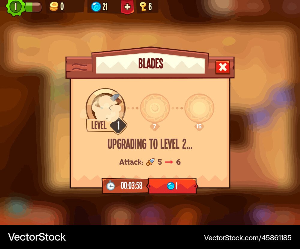 Komplettes Set von Level-Taste Spiel ui Pop-up-Symbol vektorbild