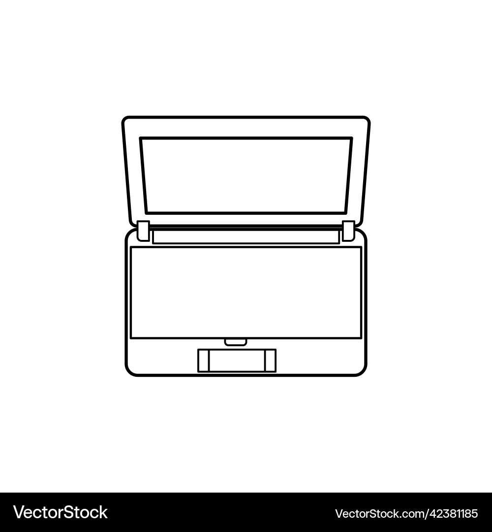 Laptop icon in outline style design with keyboard Laptop icon in outline style design with keyboard vector image