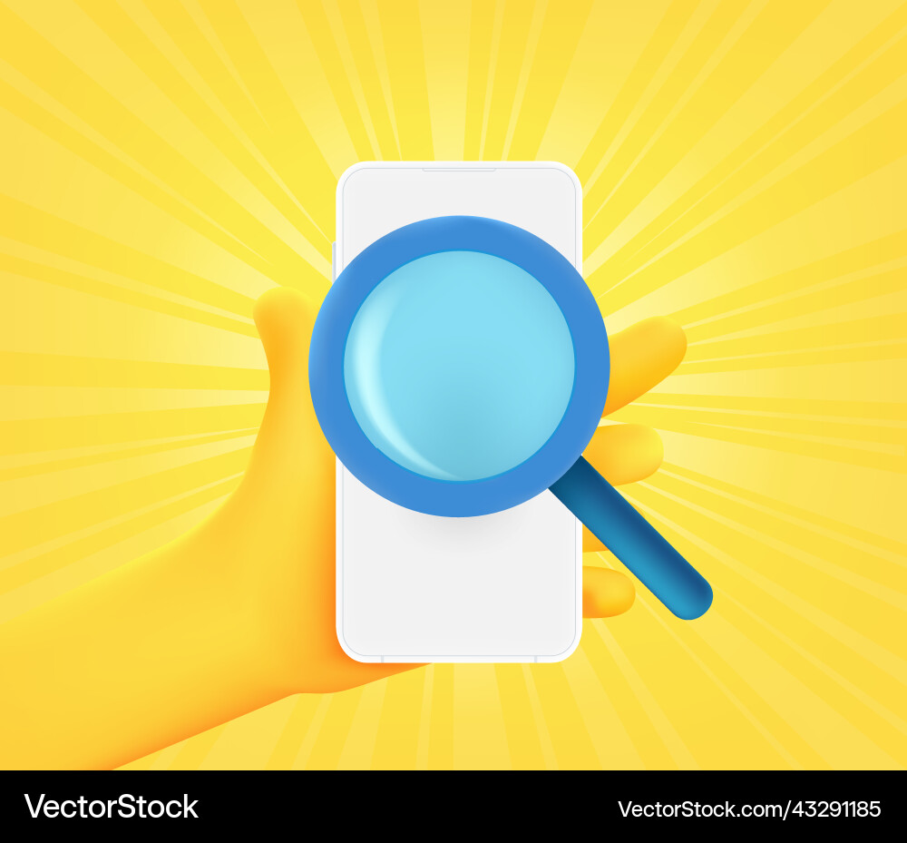 Searching information on smartphone 3d Vector Image