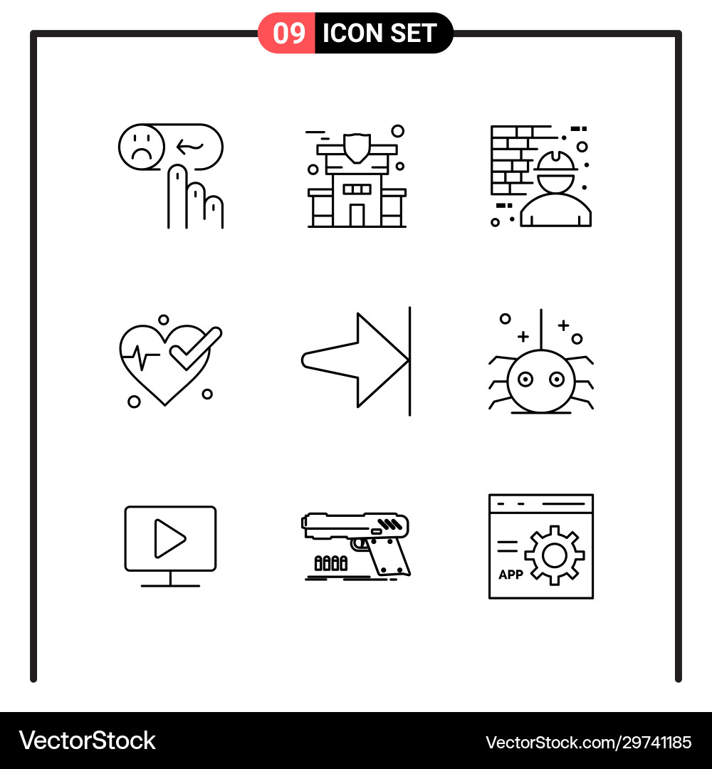 Set 9 line style icons for web and mobile Set 9 line style icons for web and mobile vector image