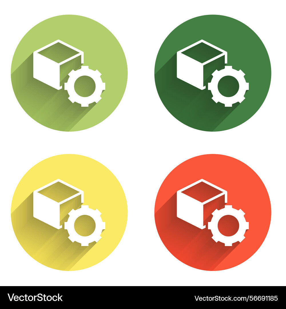 Set isometric cube icon isolated with long shadow Vector Image