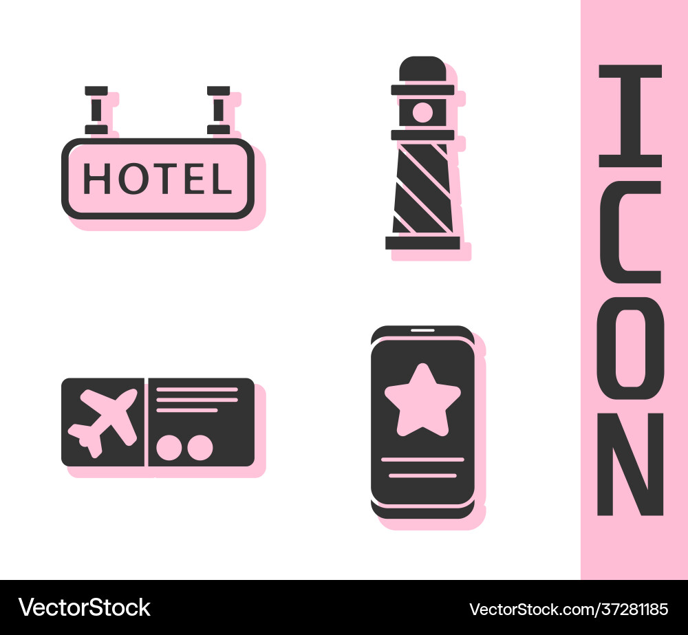 Set mobile with review rating signboard text Vector Image