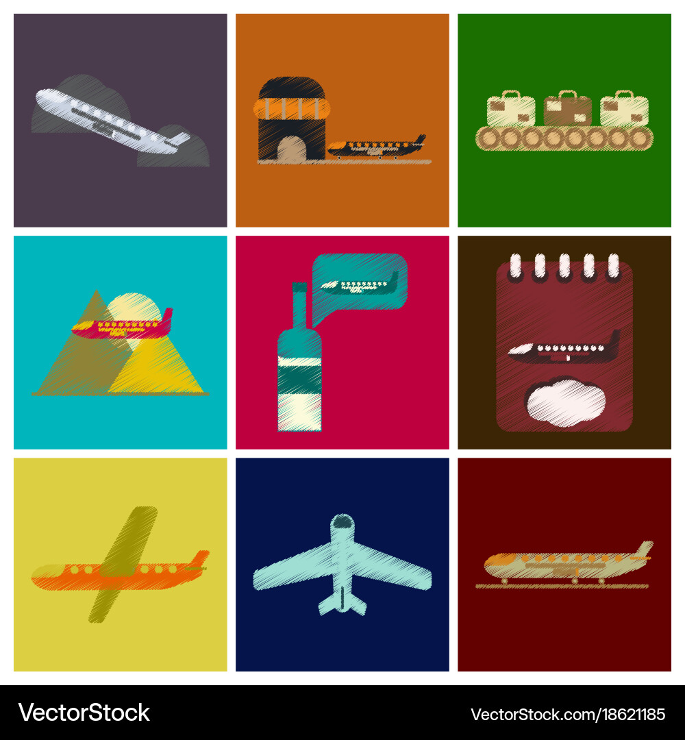 Set of flat icons in shading style planes Vector Image