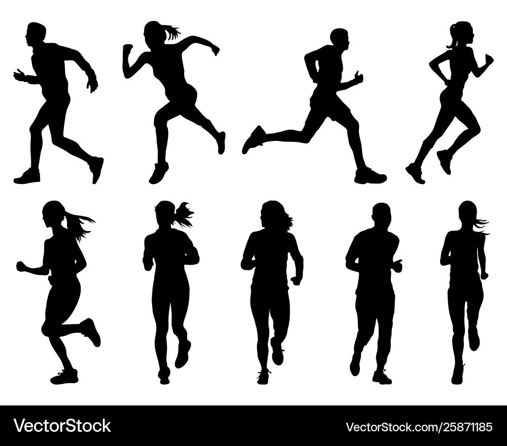 Silhouettes running vector image