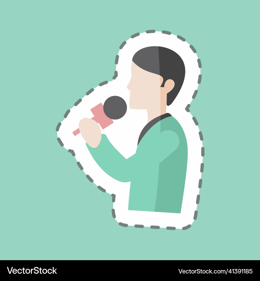 Singing sticker in trendy line cut isolated Singing sticker in trendy line cut isolated vector image