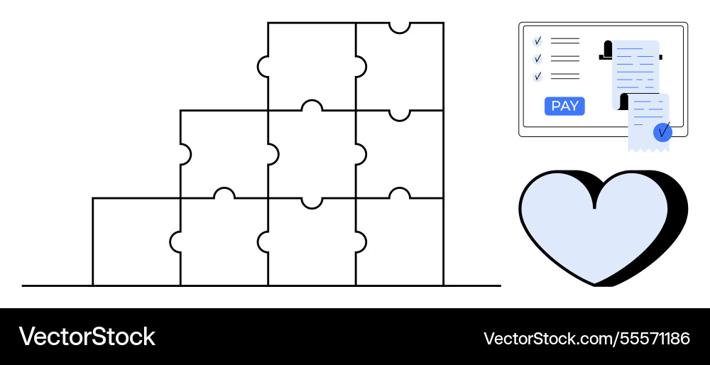 Building blocks online payment form and heart Vector Image