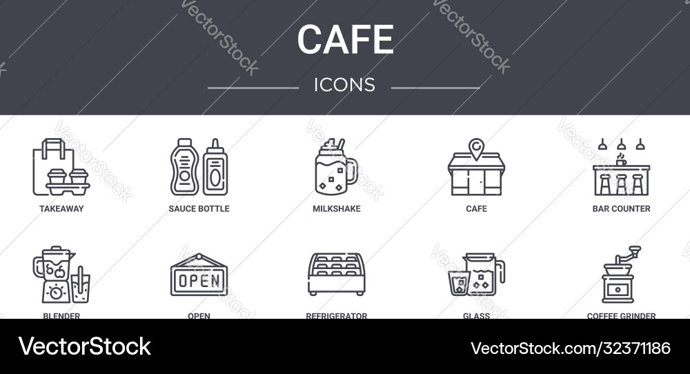 Cafe concept line icons set contains usable Cafe concept line icons set contains usable vector image