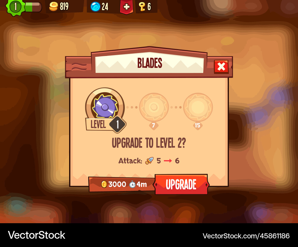 Complete set of level button game ui pop-up icon vector image