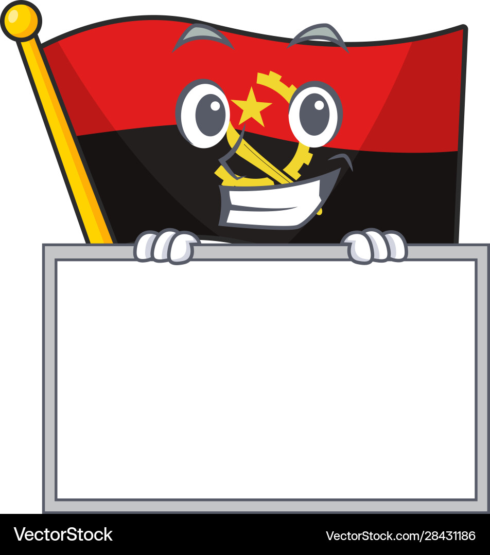 Flag angola scroll cartoon character style Vector Image