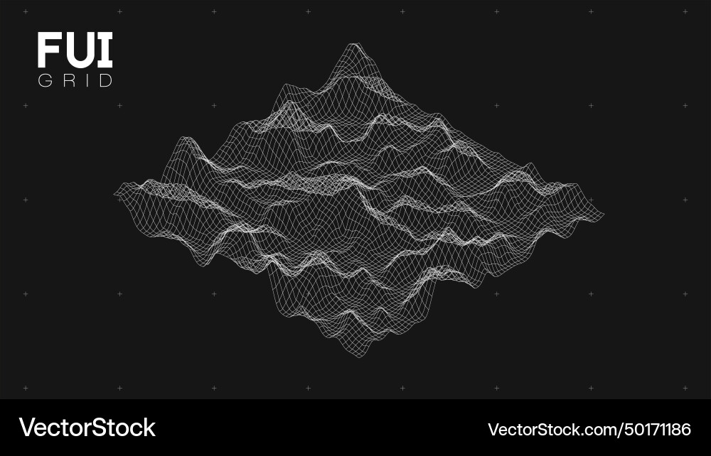 Fui gui 3d landscape scan grid abstract Fui gui 3d landscape scan grid abstract vector image