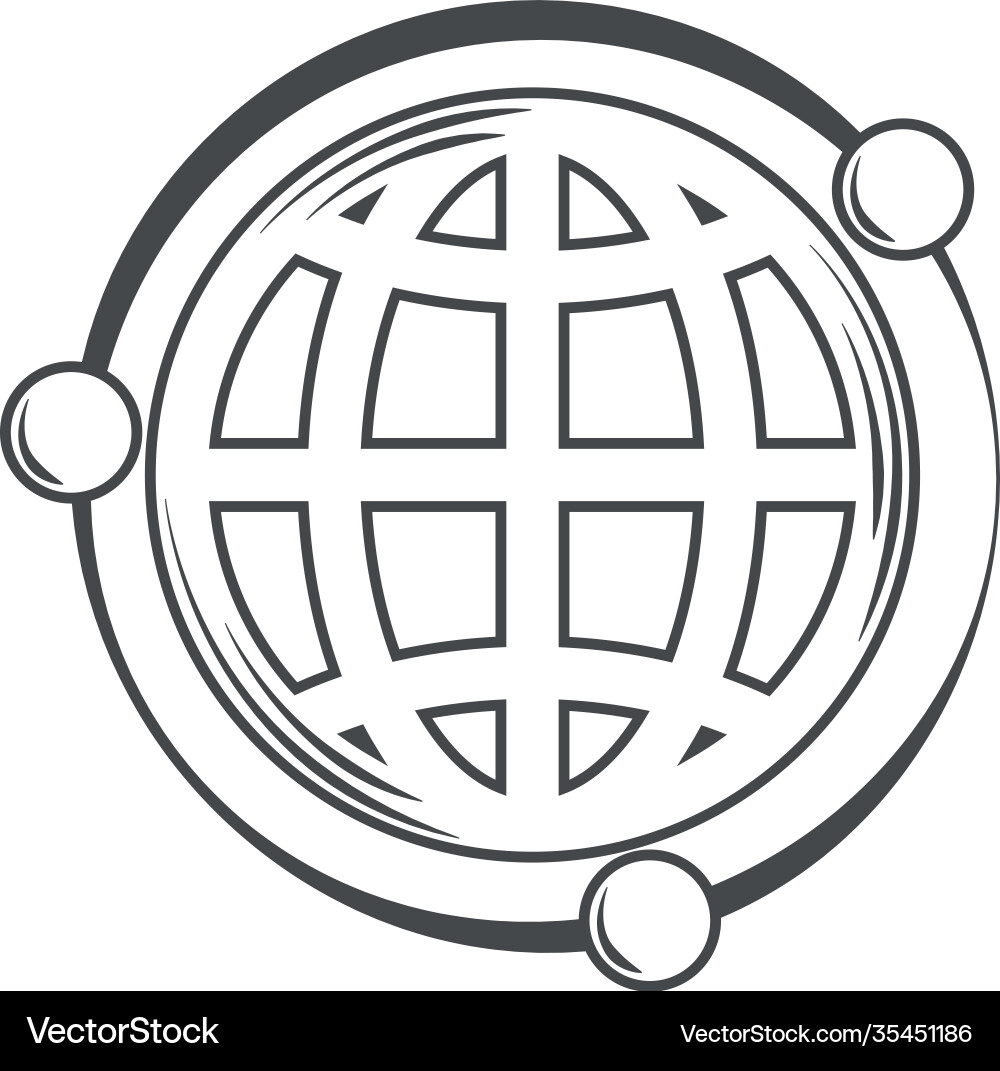 Globe map world connection around pointer icon Globe map world connection around pointer icon Vector Image