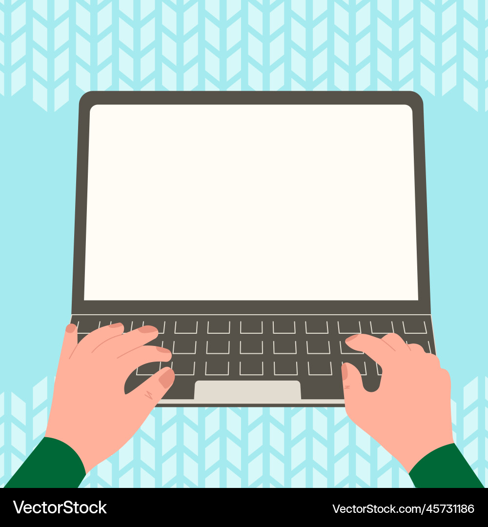 Hands typing text with keyboard laptop screen Vector Image