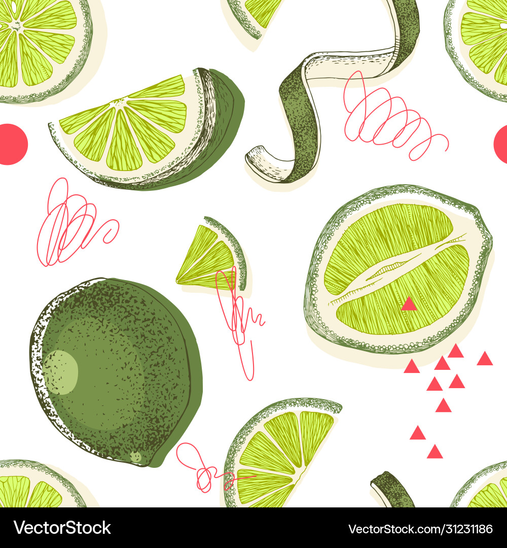 Lime Slice Pattern - Fresh & Zesty vector image