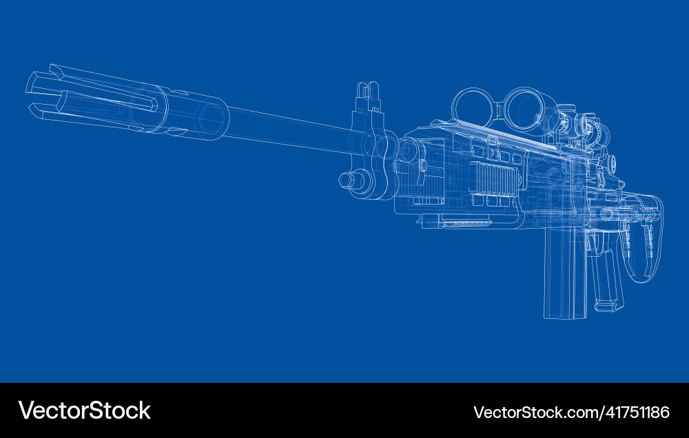 Machine gun rendering of 3d Machine gun rendering of 3d Vector Image