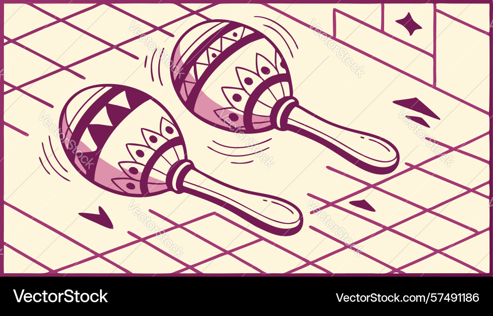 Maracas with dynamic diagonal abstract patterns vector image