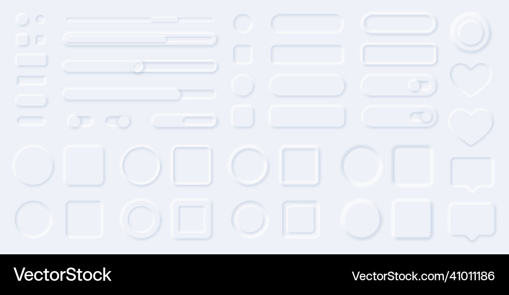 Neumorphism UI Kit - Buttons & Panels vector image