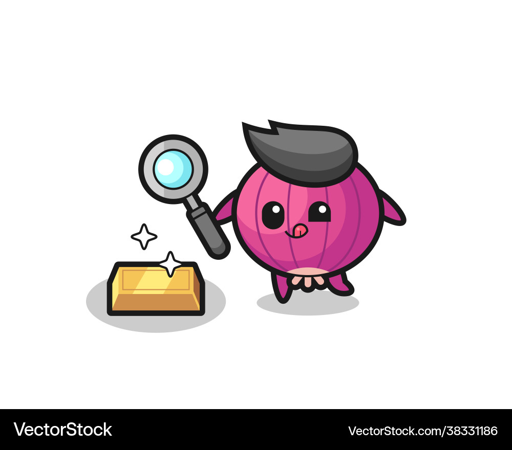 Onion character is checking authenticity Onion character is checking authenticity vector image