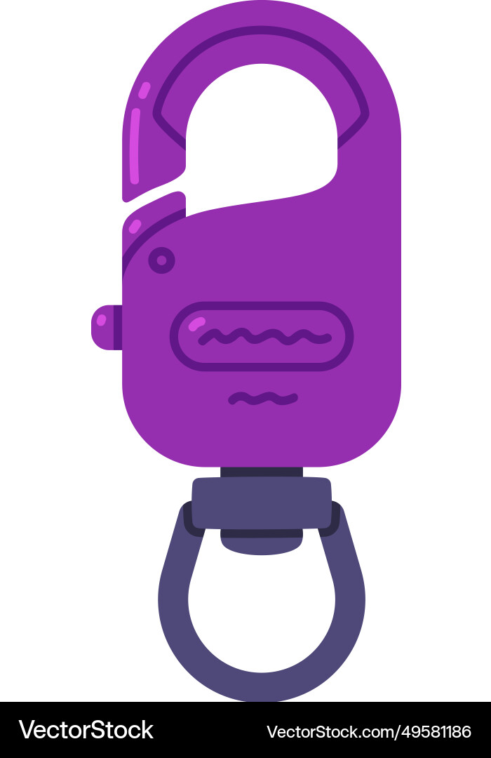 Purple carabiner or karabiner as clip and shackle Purple carabiner or karabiner as clip and shackle vector image