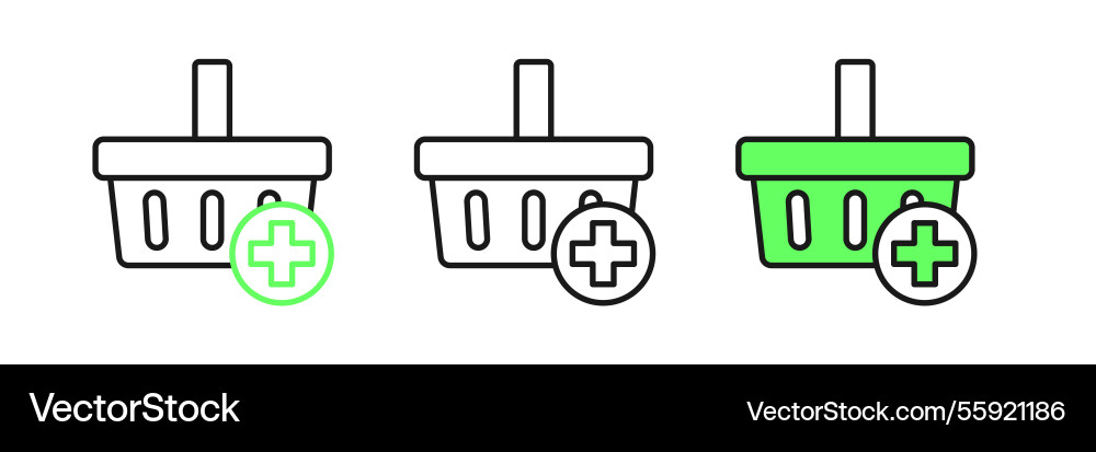 Set line add to shopping basket icon isolated Set line add to shopping basket icon isolated vector image