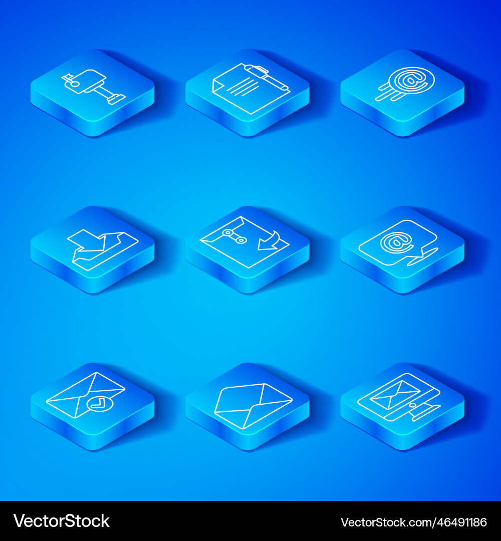 Set line envelope and check mark mail e-mail Set line envelope and check mark mail e-mail vector image