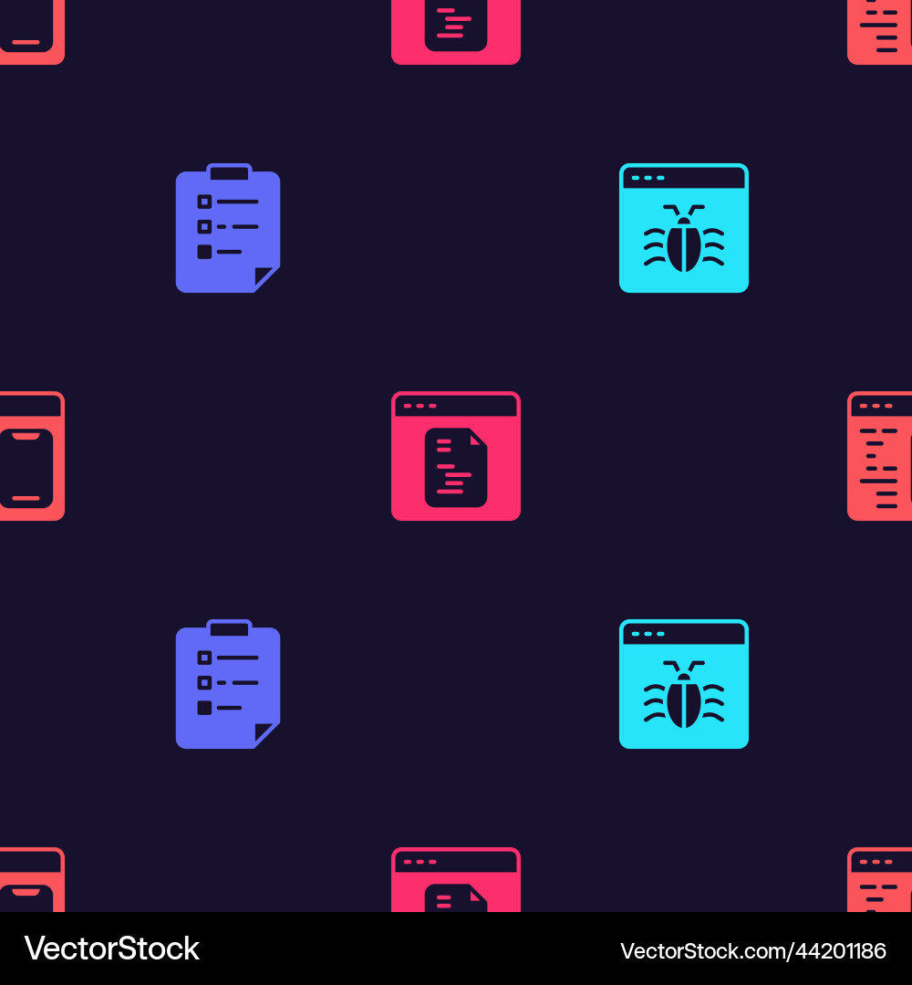 Set system bug clipboard with checklist software Vector Image