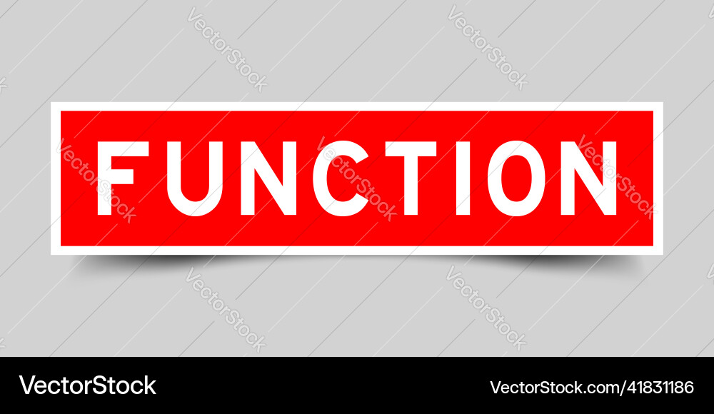 Square label banner with word function in red Square label banner with word function in red vector image
