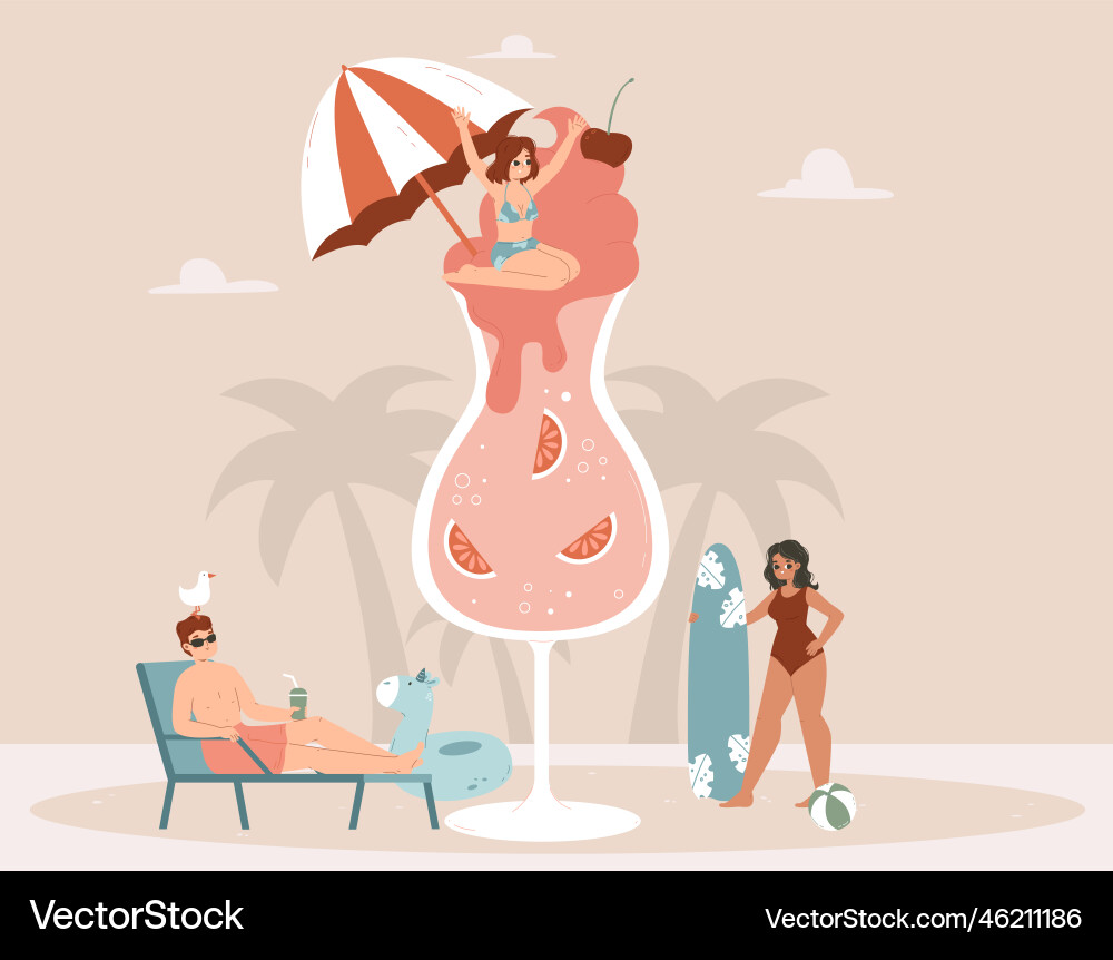 Sweet Summer Urlaub Cartoon Szene mit Riesen Sweet Summer Urlaub Cartoon Szene mit Riesen vektorbild