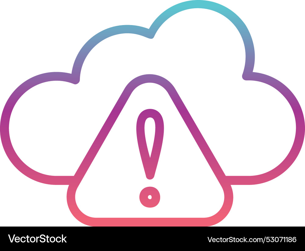 Warning cloud computing line gradient design vector image