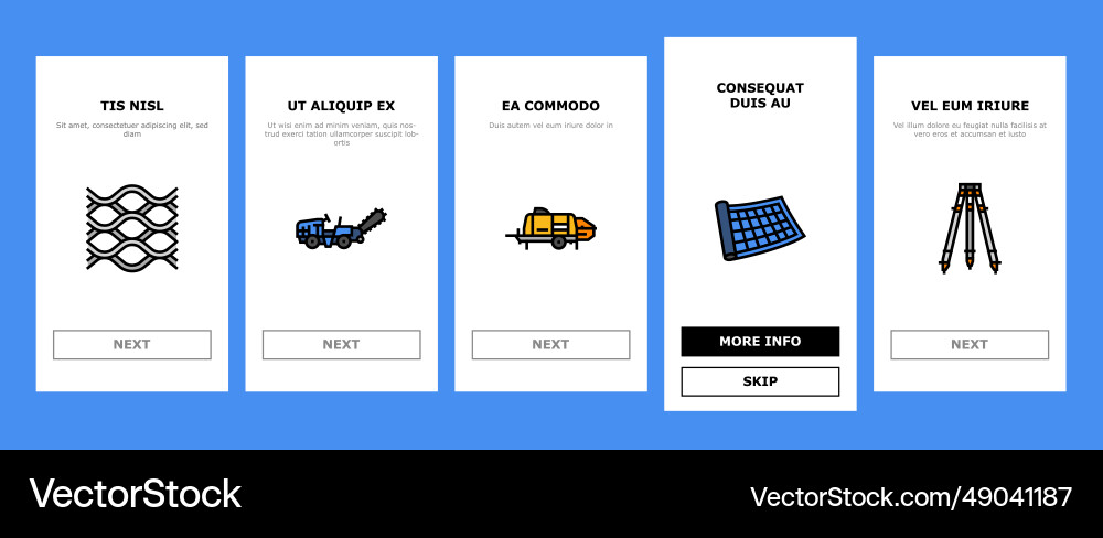 Civil engineer industry building onboarding icons Civil engineer industry building onboarding icons vector image
