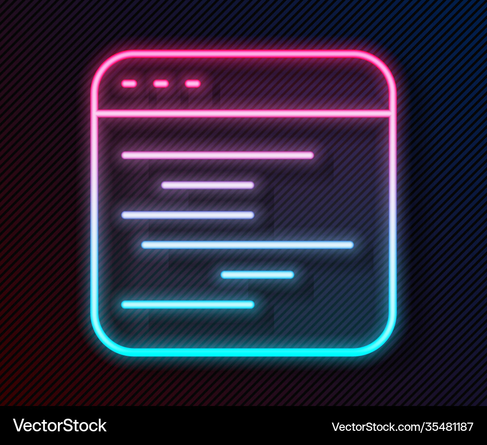 Glowing neon line software web developer Glowing neon line software web developer Vector Image