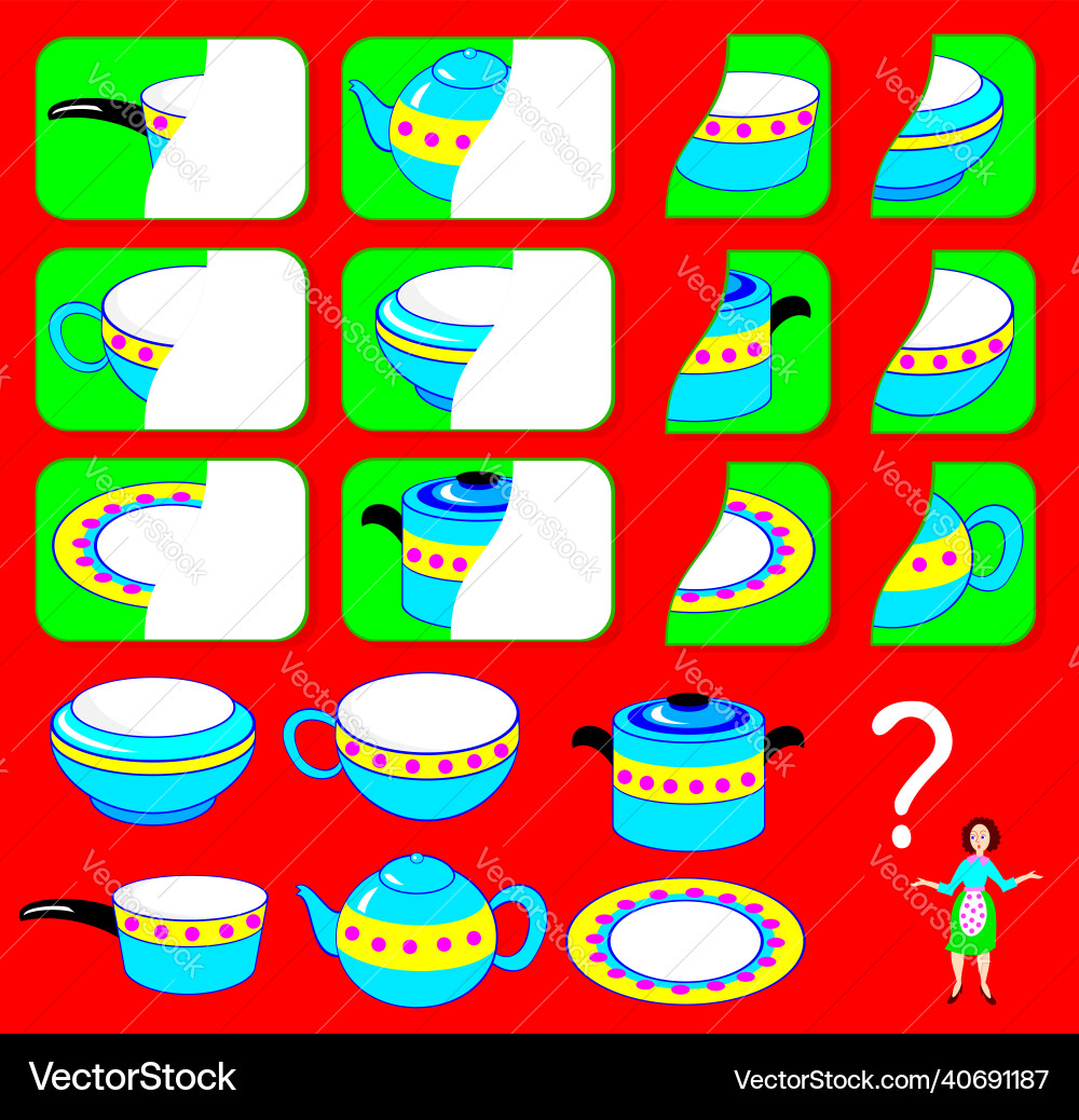 Logic exercise for children need to find Logic exercise for children need to find vector image