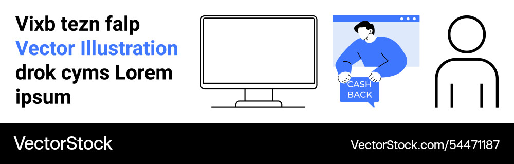 Modern cashback concept with computer display Vector Image