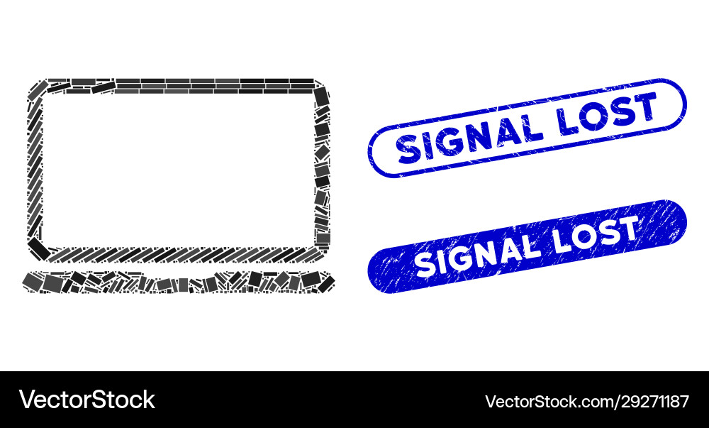 Rectangle mosaic laptop computer with grunge Vector Image