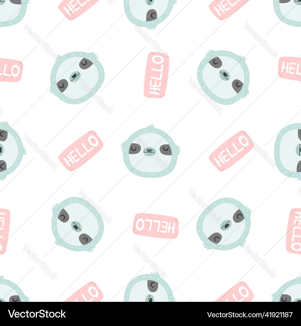 Seamless pattern with funny sloth and lettering Seamless pattern with funny sloth and lettering vector image