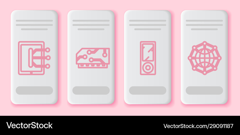Set line tablet ram random access memory music Set line tablet ram random access memory music vector image