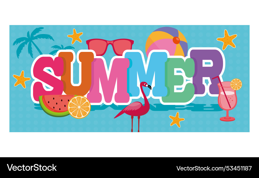 Summer text design with colorful title Summer text design with colorful title Vector Image