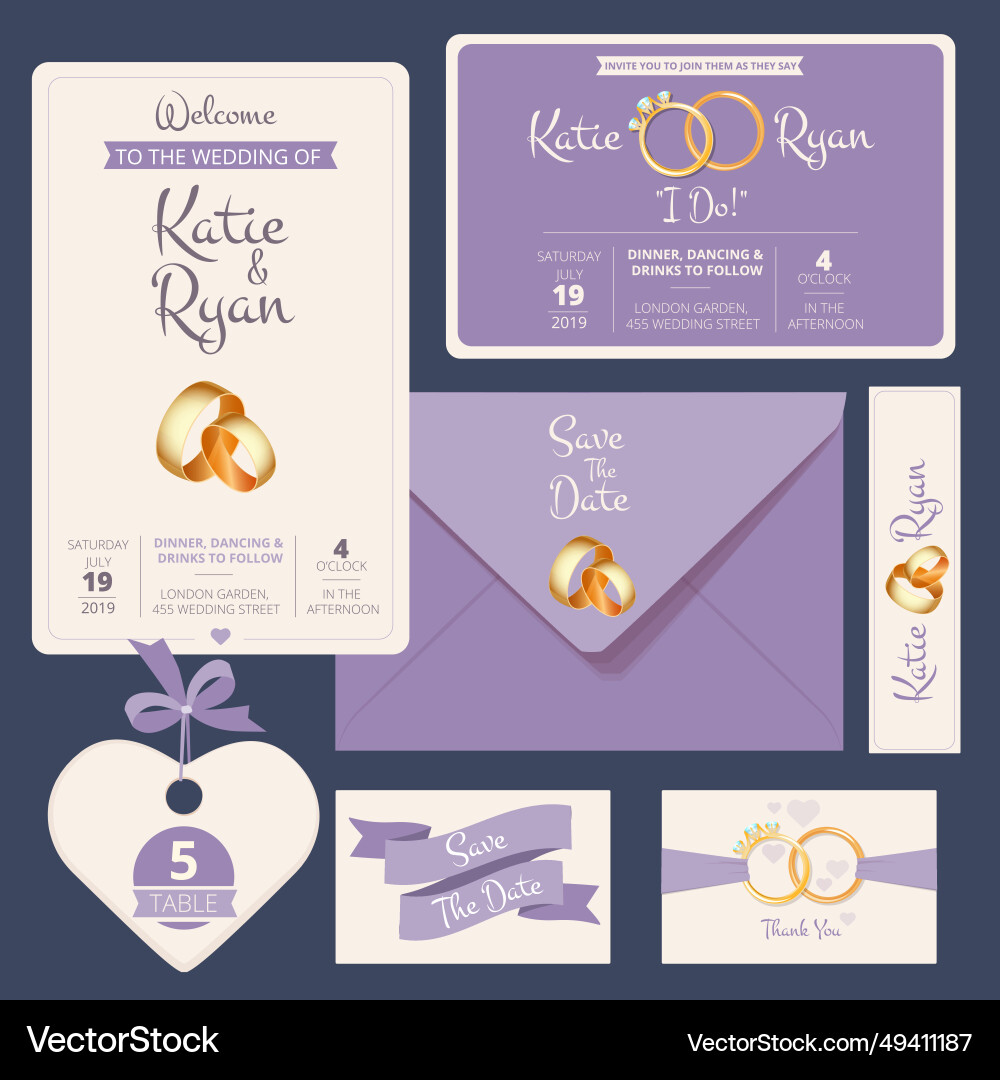 Wedding date cards invitation Wedding date cards invitation vector image